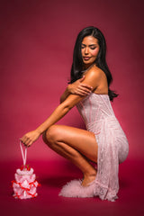WRAP ME IN LACE PINK MINI DRESS