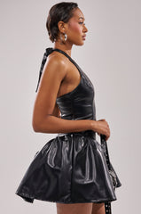 ALL FOR LOVE PU MINI DRESS IN BLACK