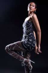 JEWELED UP TWO-PIECE RHINESTONE MINI DRESS