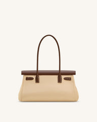 Yara Faux Suede Shoulder Bag - Dark Brown