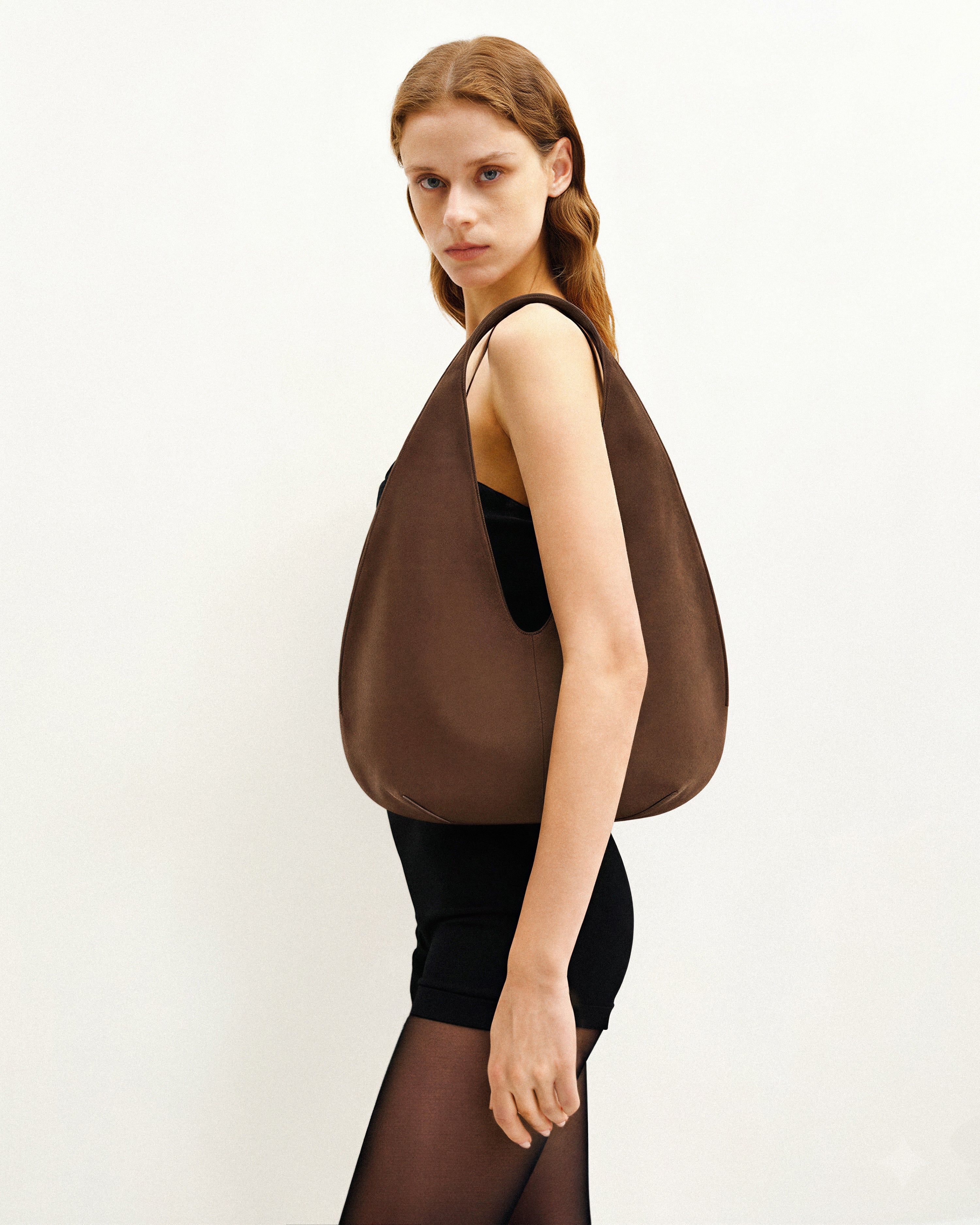 Dara Faux Suede Hobo Bag - Mocha Brown