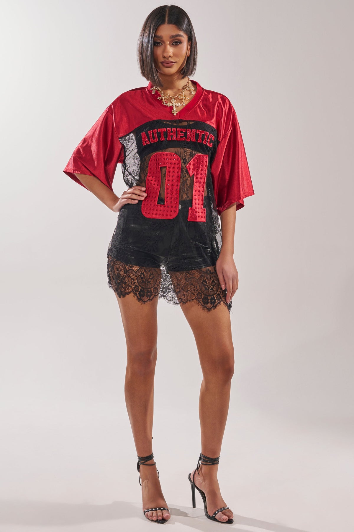 IT GIRL LACE JERSEY DRESS
