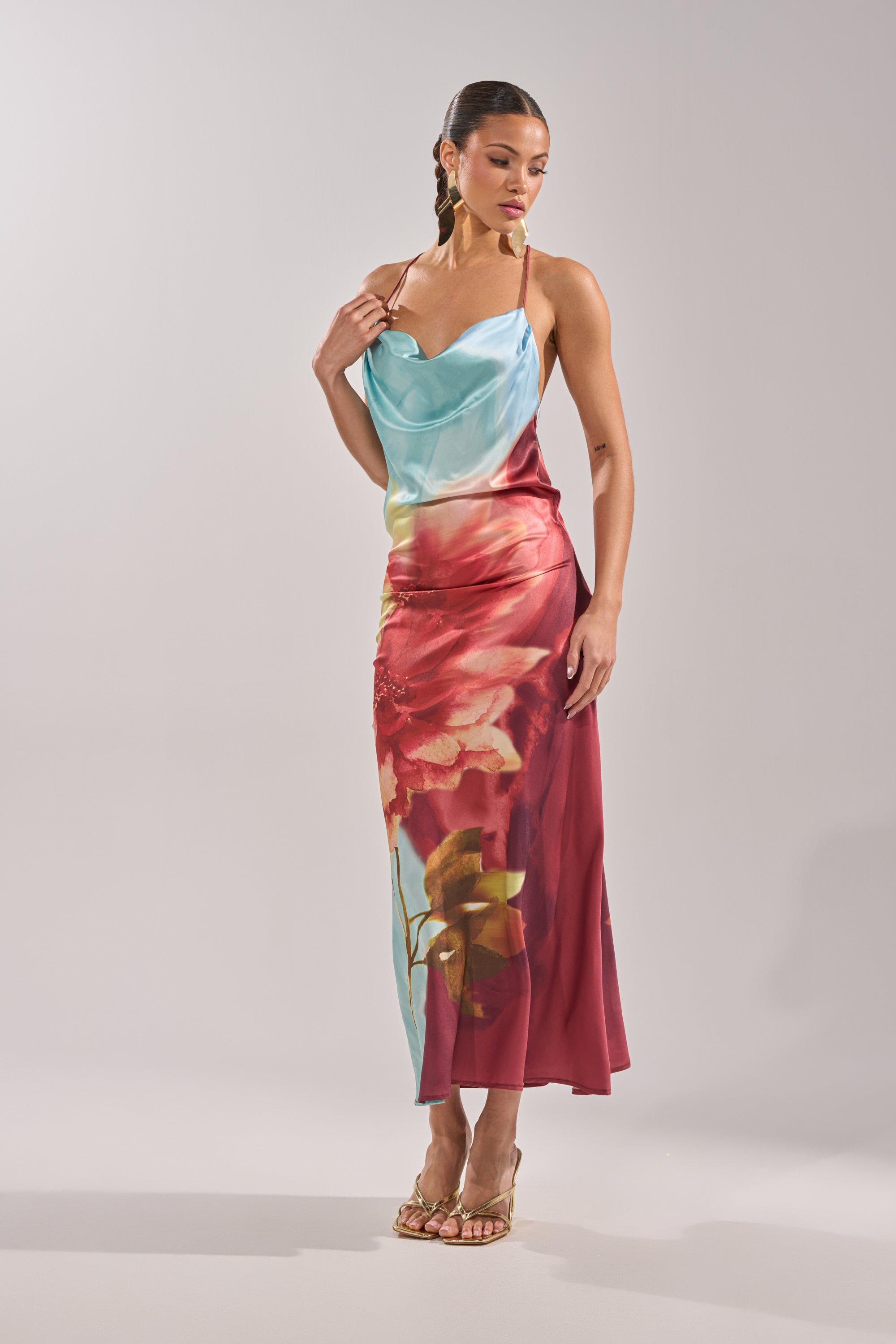 WORK OF ART SATIN MAXI DRESS
