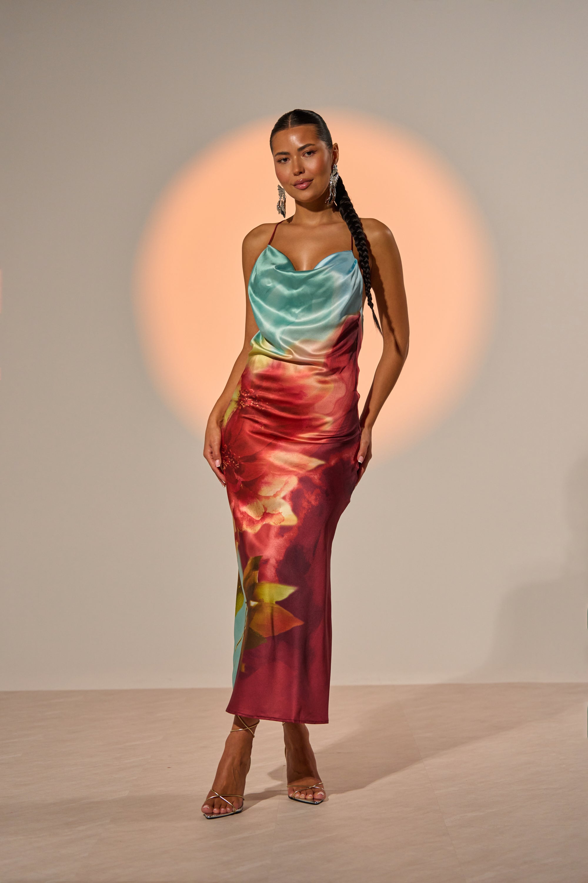 WORK OF ART SATIN MAXI DRESS