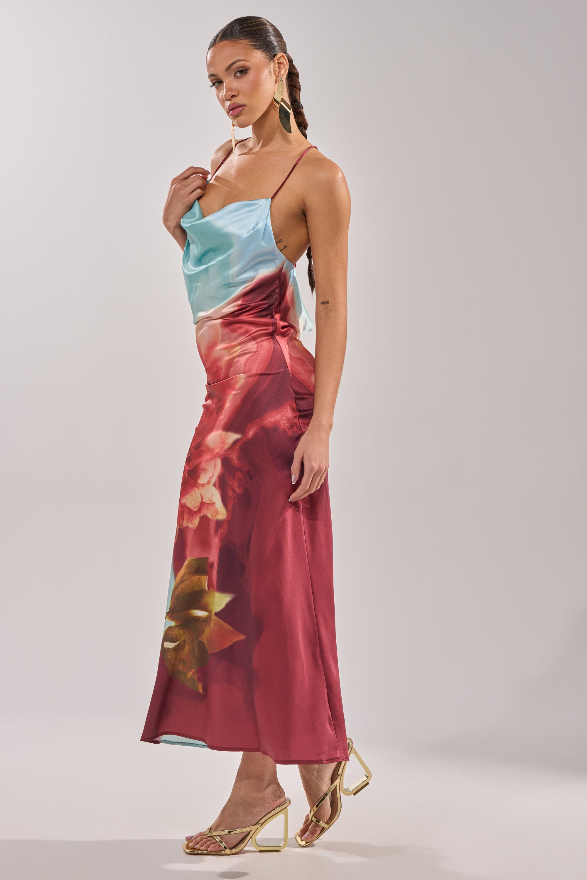 WORK OF ART SATIN MAXI DRESS