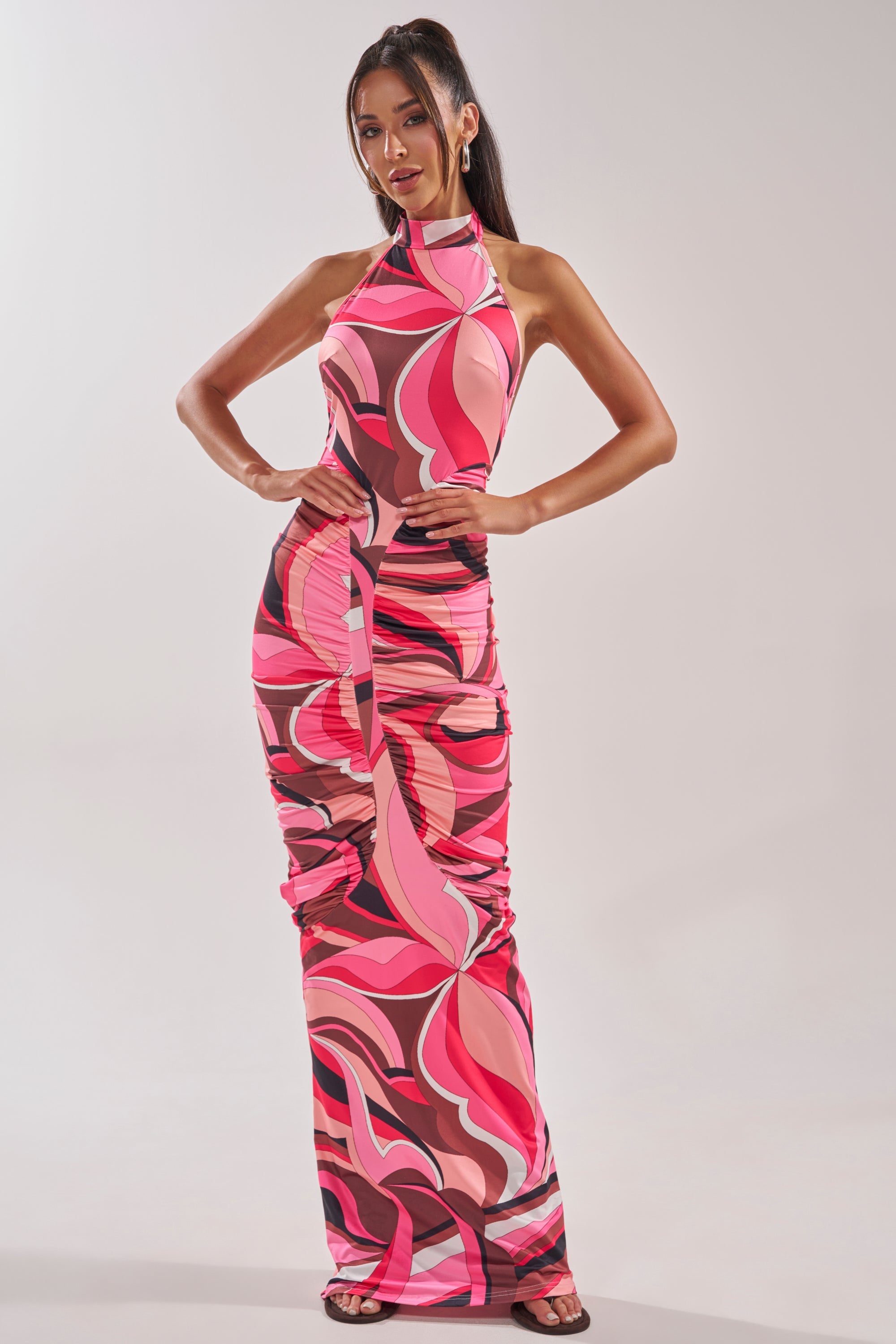 PERFECTLY EXTRA HIGH NECK PRINTED MAXI DRESS