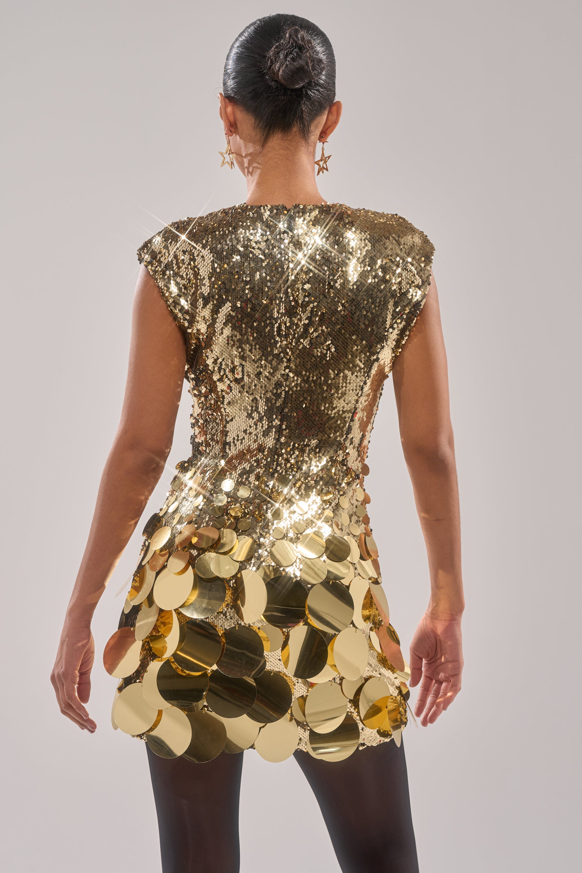 DANCE THE NIGHT AWAY SEQUIN MINI DRESS IN GOLD
