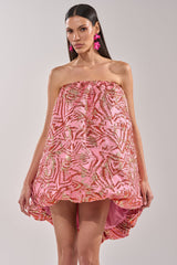 LOVER GIRL BROCADE BUBBLE DRESS IN PINK