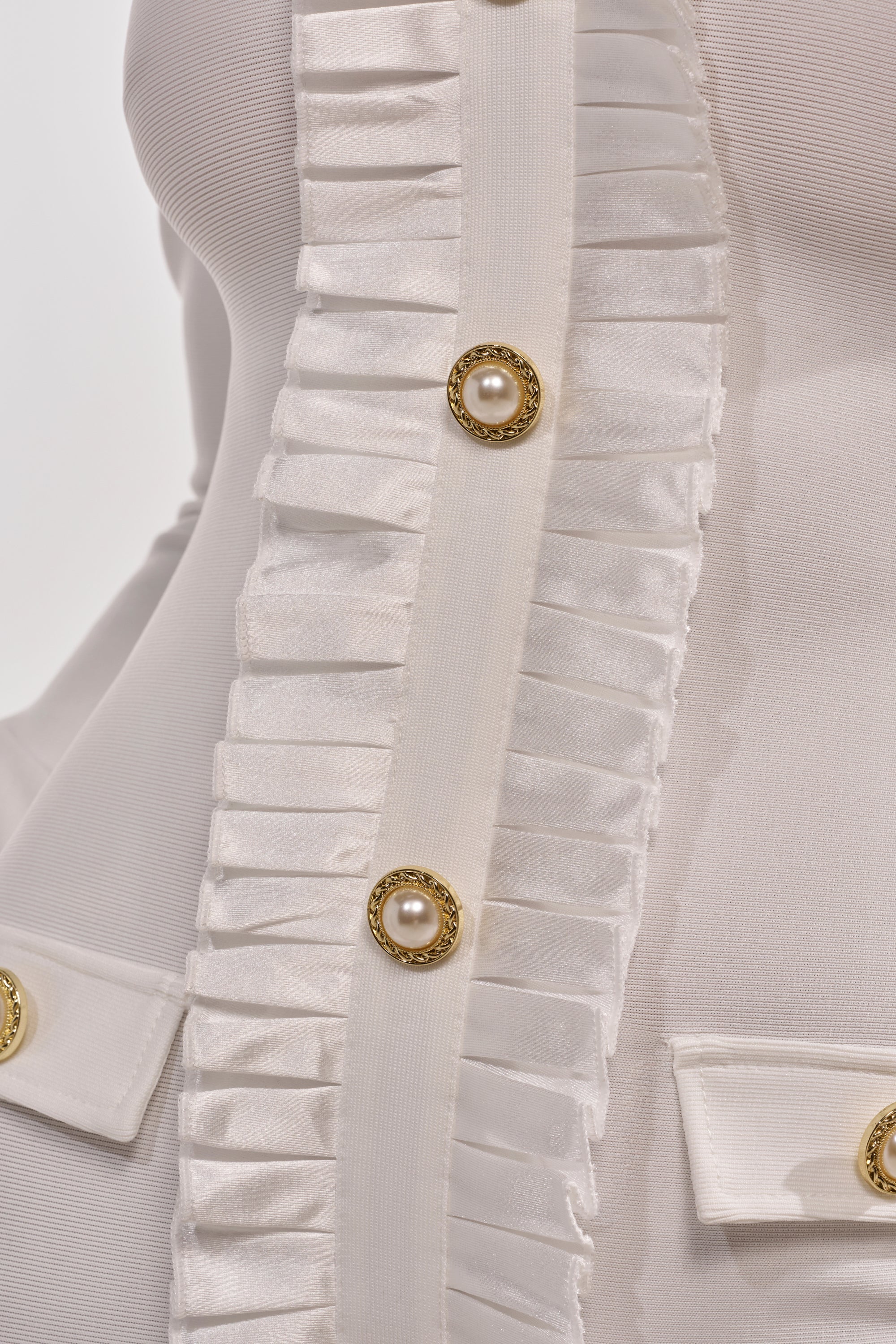 SAKURA BANDAGE RUFFLE MINI DRESS IN WHITE