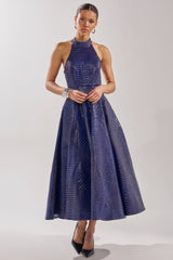 VEE FAUX LEATHER CROC MIDI DRESS