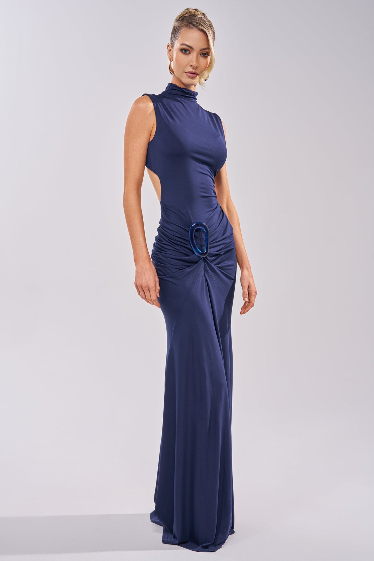 BE MY DATE BODYCON MAXI DRESS IN NAVY