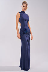 BE MY DATE BODYCON MAXI DRESS IN NAVY