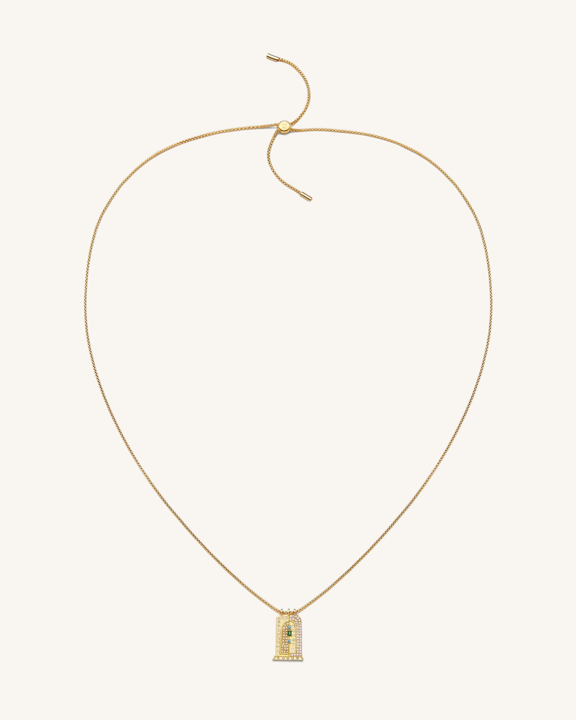 Roman Small Arch Pendant Necklace - 18ct Gold Plated & Multicolor Zircon