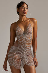 ITS GIVING DRAMA CHAIN MINI DRESS