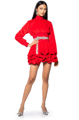 BOLD CHARACTER VOLUME MINI DRESS