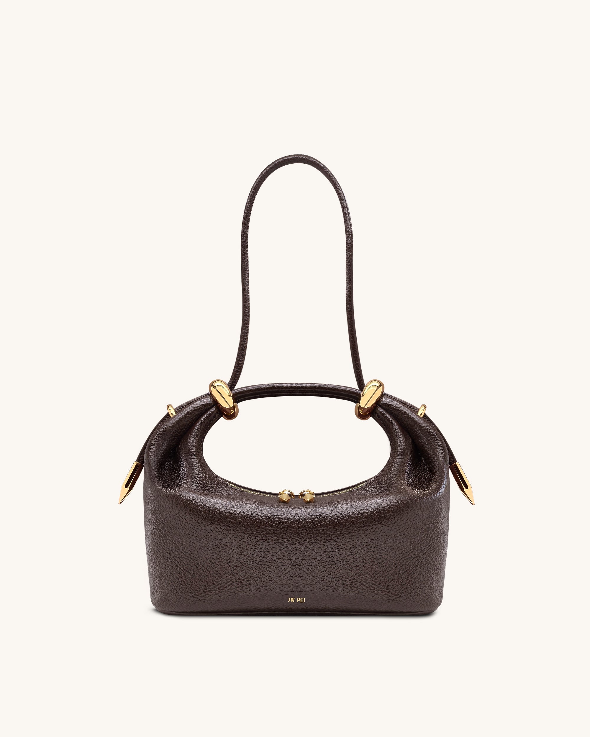Ellie Metal Ring Embellished Top Handle Bag - Dark Brown