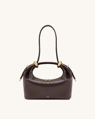 Ellie Metal Ring Embellished Top Handle Bag - Dark Brown