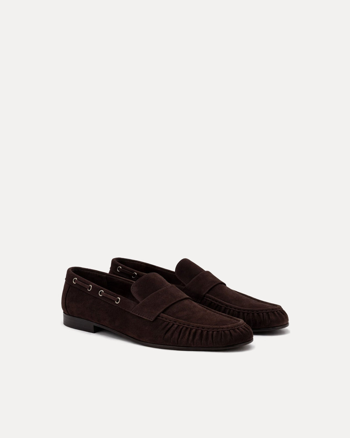 Ava Ruched Loafers – Brown