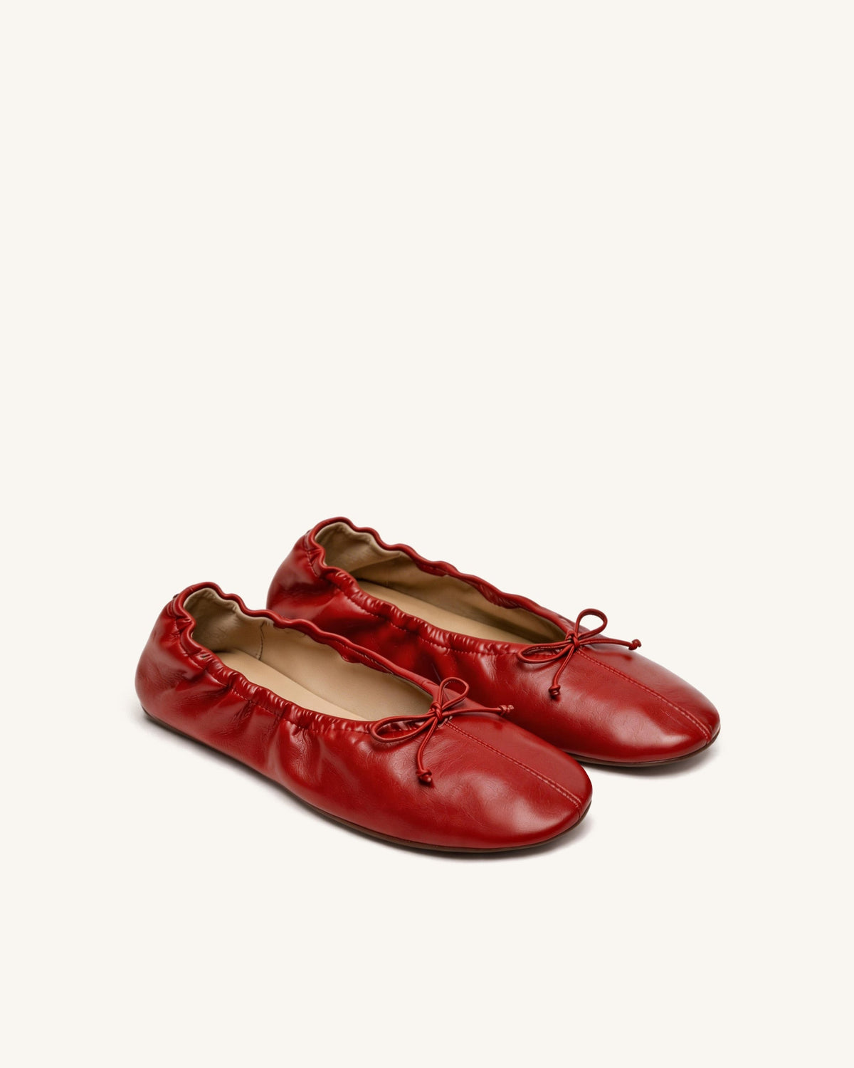 Luna Gathered Ballet Flats – Red