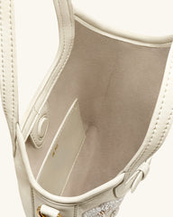 Brooke Mini Belted Embellished Orchid Beaded Top Handle Bag - Ivory