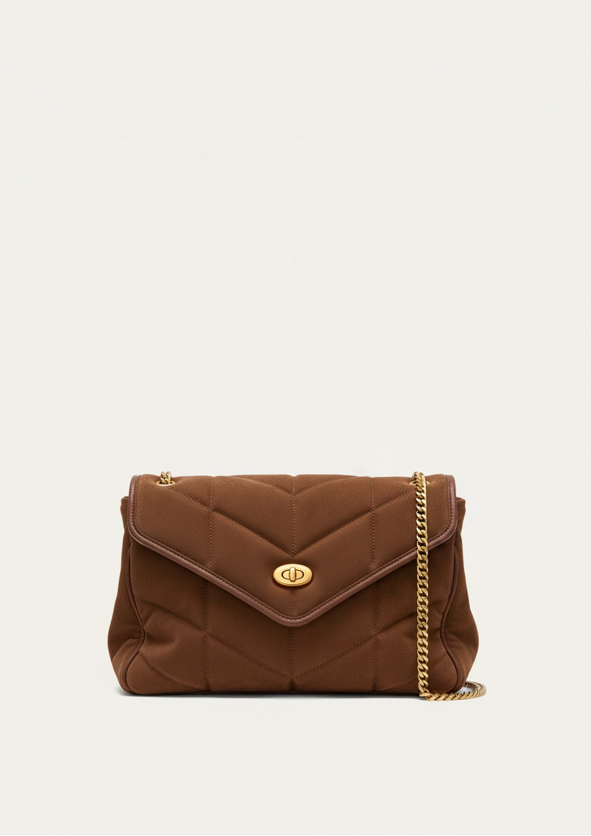 Mia Quilted Chain Shoulder Bag - Brown